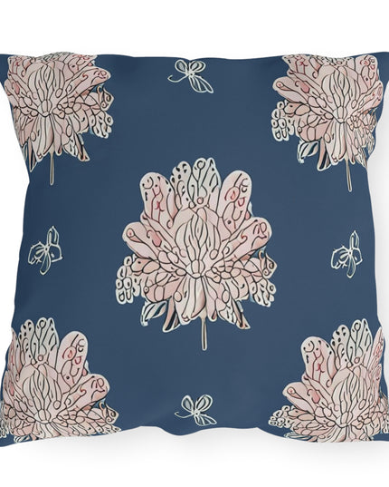 Rose White Floral Butterflies 20" x 20" Outdoor Pillow