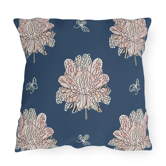 Rose White Floral Butterflies 20" x 20" Outdoor Pillow