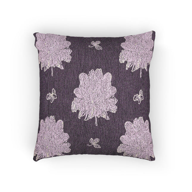 Magenta Floral Butterflies Woven Pillow, 17" x 18"