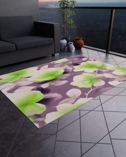 Lime Lavender Floral Bunch Outdoor Rug, 60" x 84"