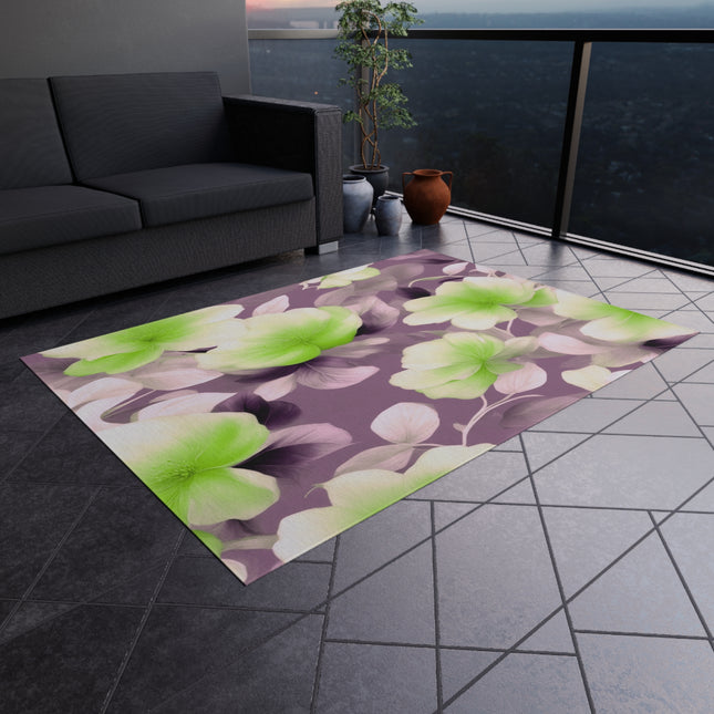 Lime Lavender Floral Bunch Outdoor Rug, 60" x 84"