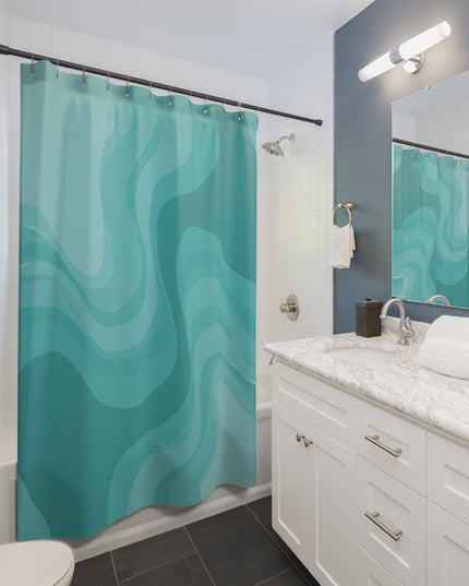 Tif Green Wavey Shower Curtains, 71" x 74"