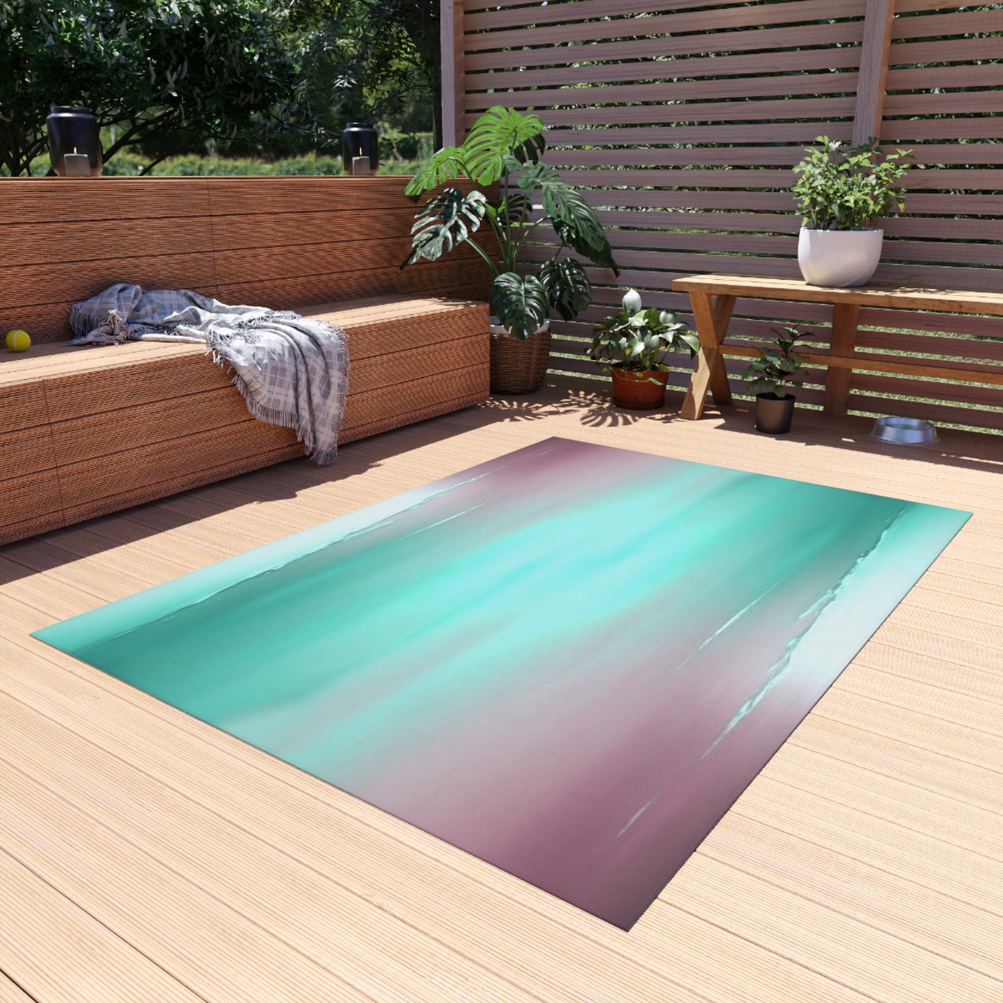 Green Sea Lavender Fog Outdoor Rug, 60" x 84"