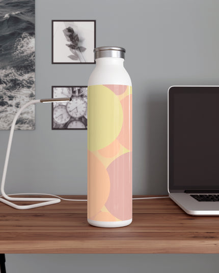 Pastel Hot Peach Patches Slim Water Bottle, 20 oz White
