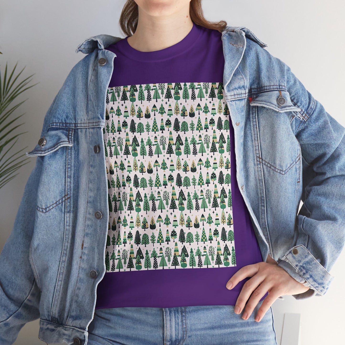 Mini Vintage Green Trees Unisex Heavy Cotton Tee, Large - XL - 2XL - 3XL