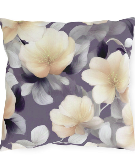White Blush Floral Bunch Outdoor Pillow, 16" x 16"