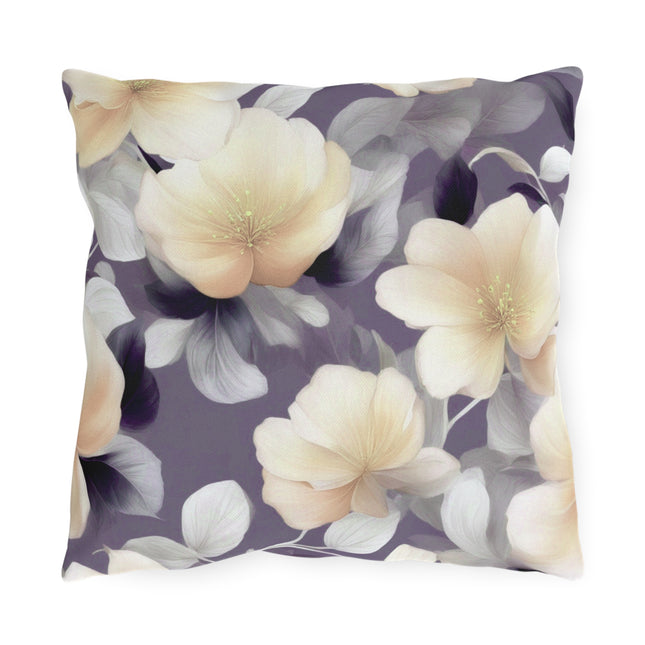 White Blush Floral Bunch Outdoor Pillow, 16" x 16"