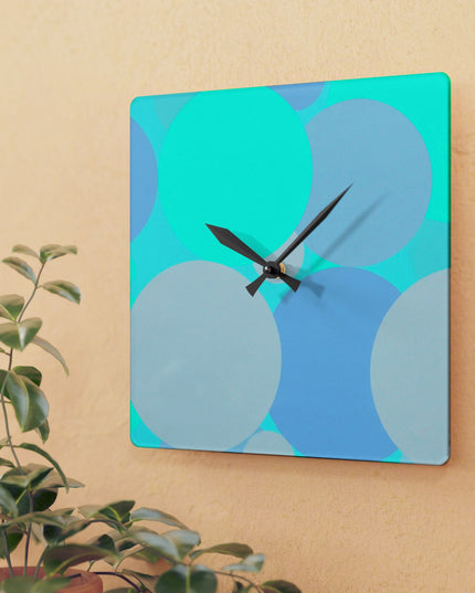 Pastel Tan and Tif Patches Acrylic Wall Clock, Round or Square, 10.75" x 10.75"