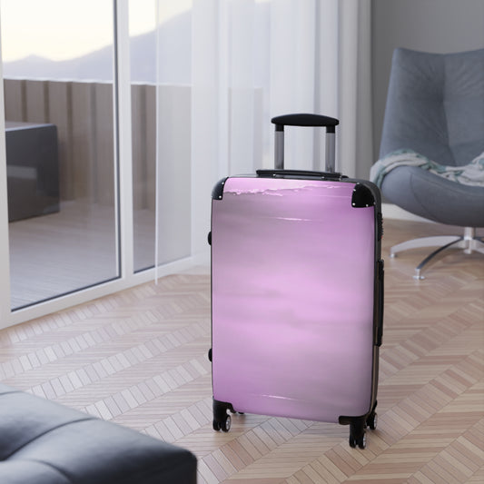Dark Pink Sea Amethyst Fog Medium Suitcase with built in lock, 4 double-wheels, telescopic handle, and ABS back hard-shell