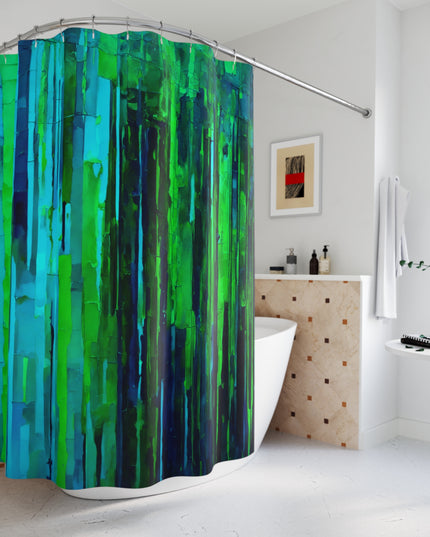 Striped Blue Green Shower Curtains, 71" x 74"