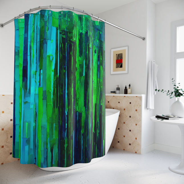 Striped Blue Green Shower Curtains, 71" x 74"