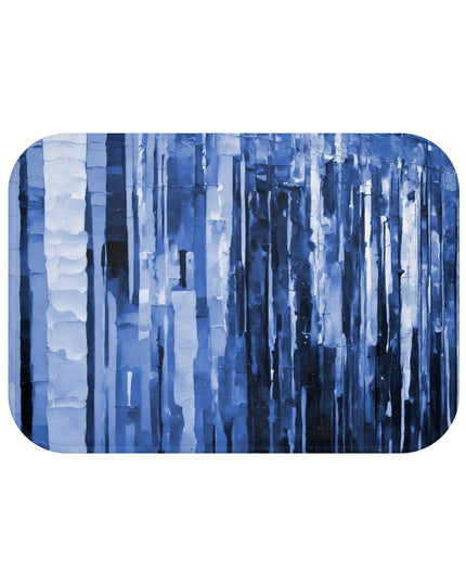 Striped Deep Blue Bath Mat, 24" x 17"