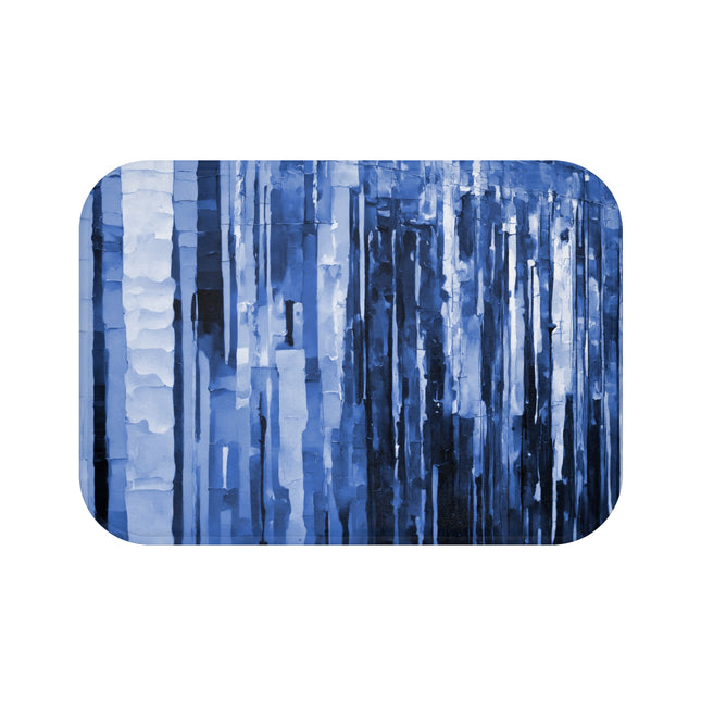 Striped Deep Blue Bath Mat, 24" x 17"