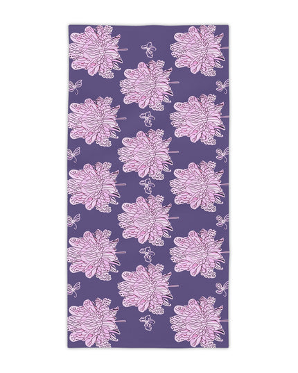 Magenta Floral Butterflies Beach Towel, 30" x 60"