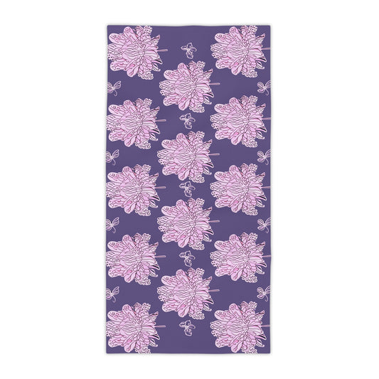 Magenta Floral Butterflies Beach Towel, 30" x 60"