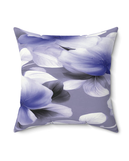Indigo Blossom Floral Bunch Faux Suede Square Pillow, 18" x 18"