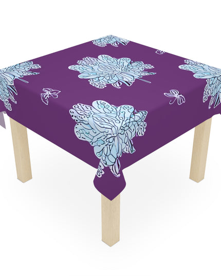 Blue Floral Butterflies Tablecloth, 55" x 55"