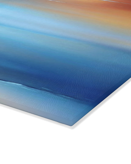 Blue Sea Red Orange Fog 8" x 11" Glass Cutting Board