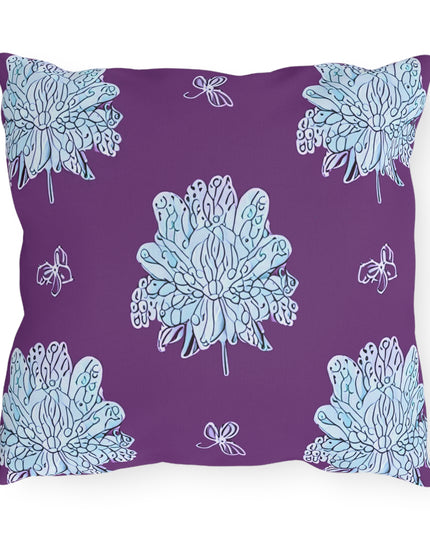 Blue Floral Butterflies 16" x 16" Outdoor Pillow