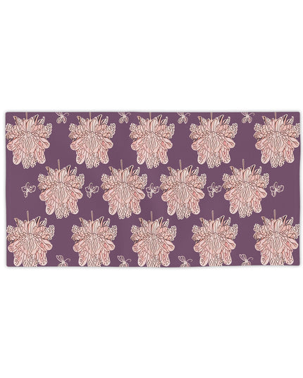 Pink Floral Butterflies Beach Towel, 24" x 44"