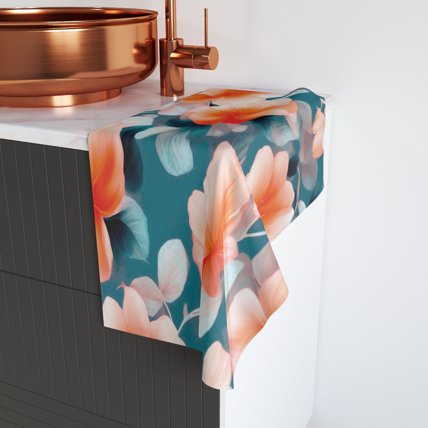 Orange Blossom Floral Bunch Hand Towel, 16" x 28"