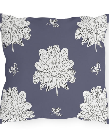 White Floral Butterflies 16" x 16" Outdoor Pillow