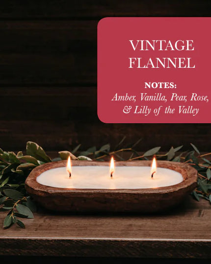 3-Wick Dough Bowl Soy Candle - Vintage Flannel