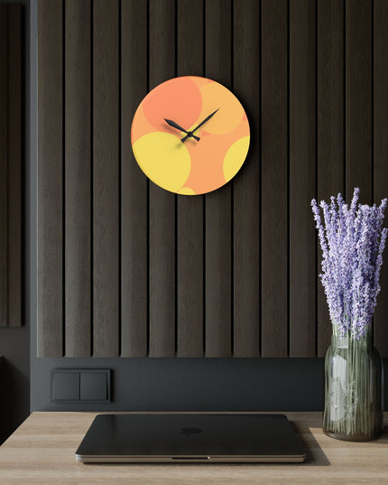Pastel Bright Oranges Patches Acrylic Wall Clock, Round or Square, 10.75" x 10.75"