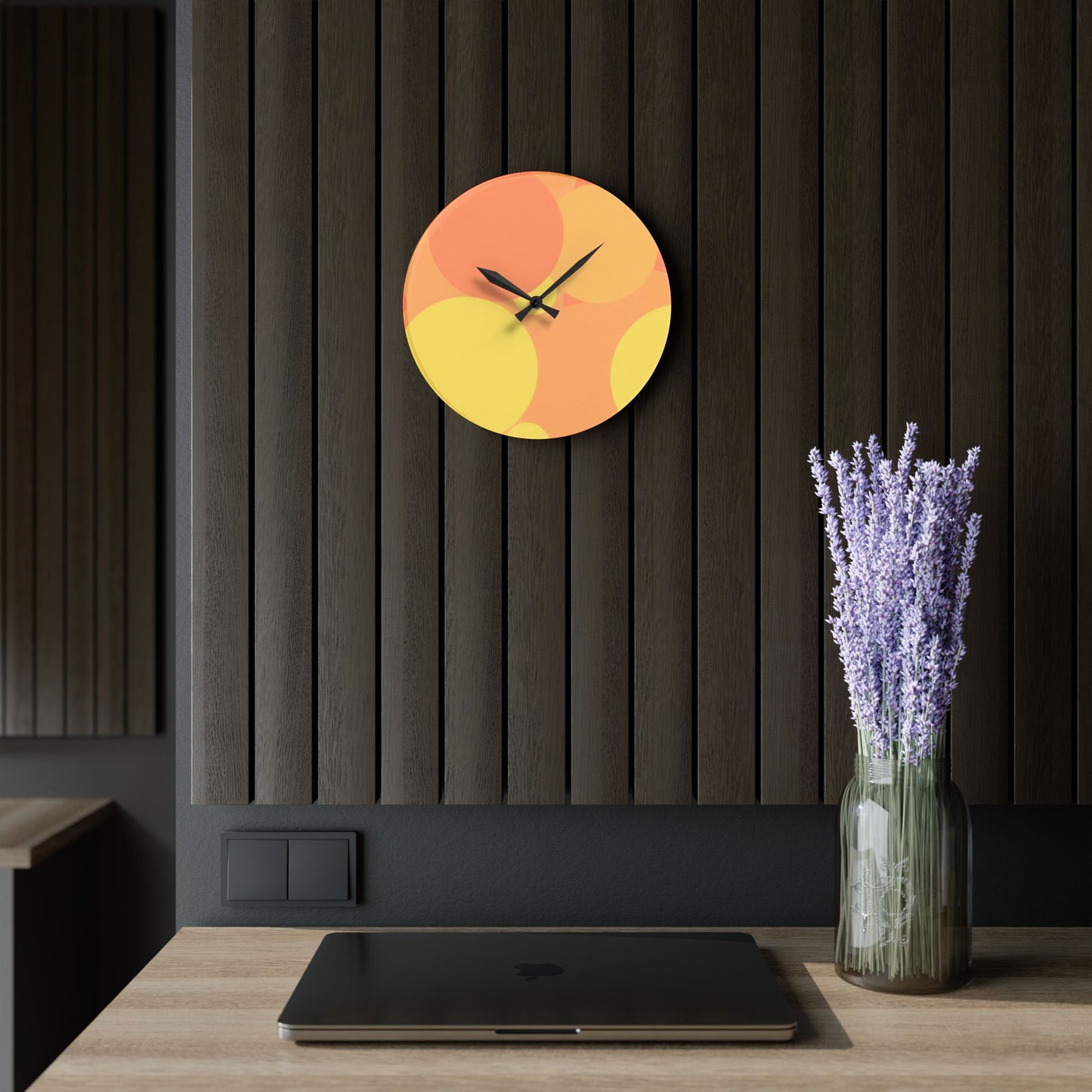 Pastel Bright Oranges Patches Acrylic Wall Clock, Round or Square, 10.75" x 10.75"