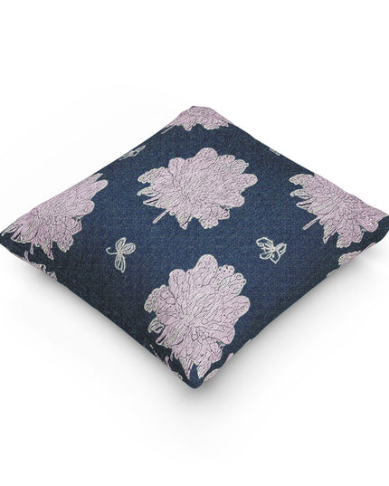 Purple White Floral Butterflies Woven Pillow, 17" x 18"