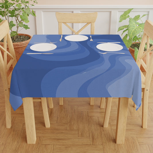 Deep Blue Wavey Tablecloth, 55" x 55"