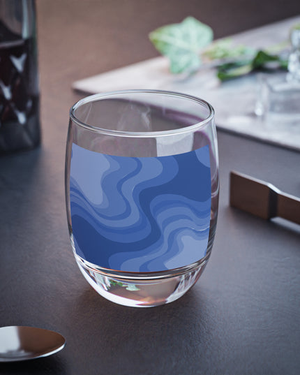 Deep Blue Wavey Whiskey Glass, 6 oz