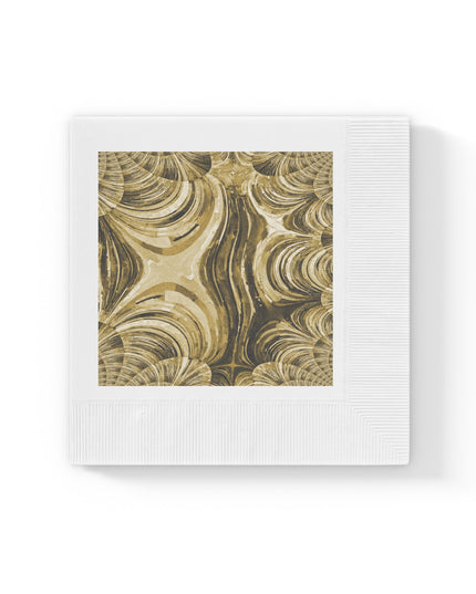 Uzi Spiral Light Brown White Coined Napkins, 6.5" x 6.5"