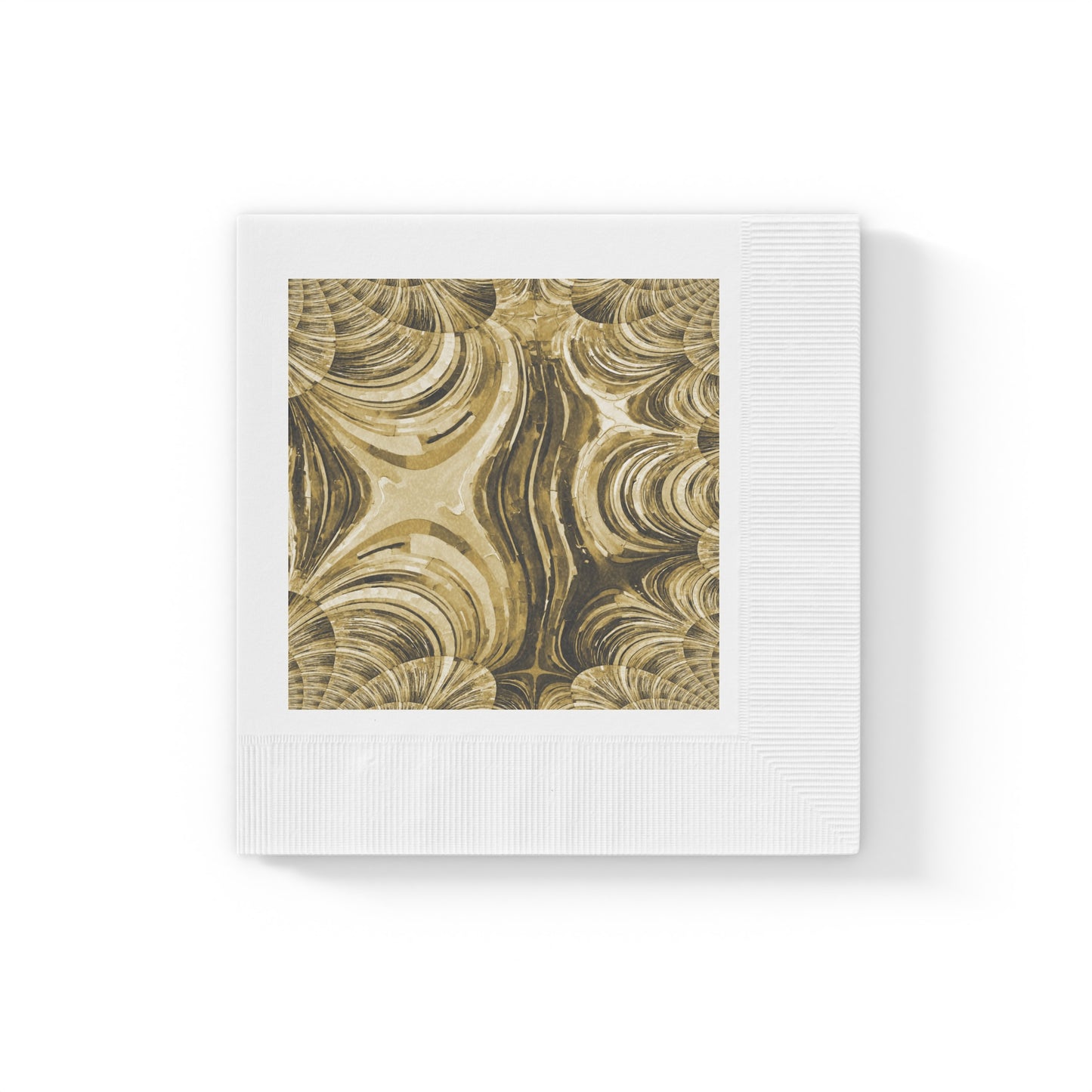 Uzi Spiral Light Brown White Coined Napkins, 6.5" x 6.5"