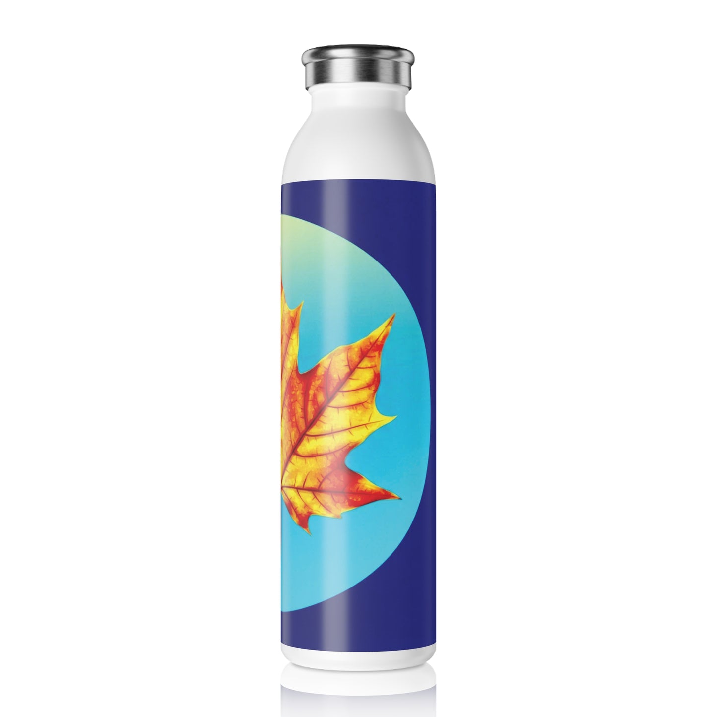 Alpha Maple Leaf Slim Water Bottle, 20 oz White
