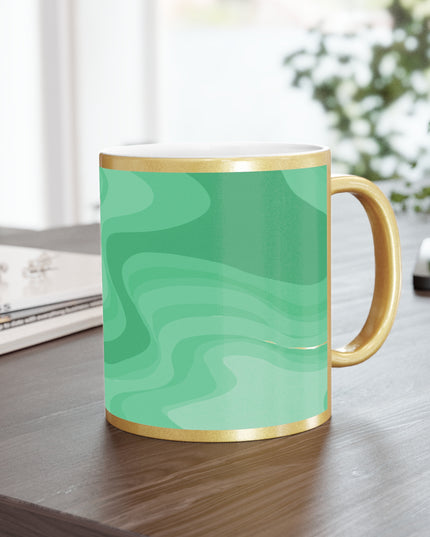 Mint Green Wavey 11 oz Metallic Mug (Silver\Gold)
