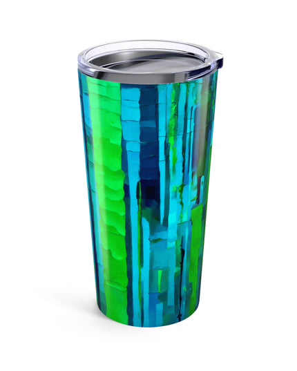 Striped Blue Green Tumbler 20oz