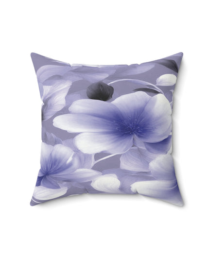 Indigo Blossom Floral Bunch Faux Suede Square Pillow, 16" x 16"