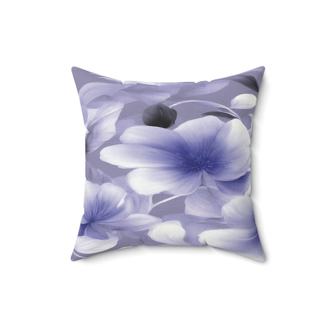Indigo Blossom Floral Bunch Faux Suede Square Pillow, 16" x 16"