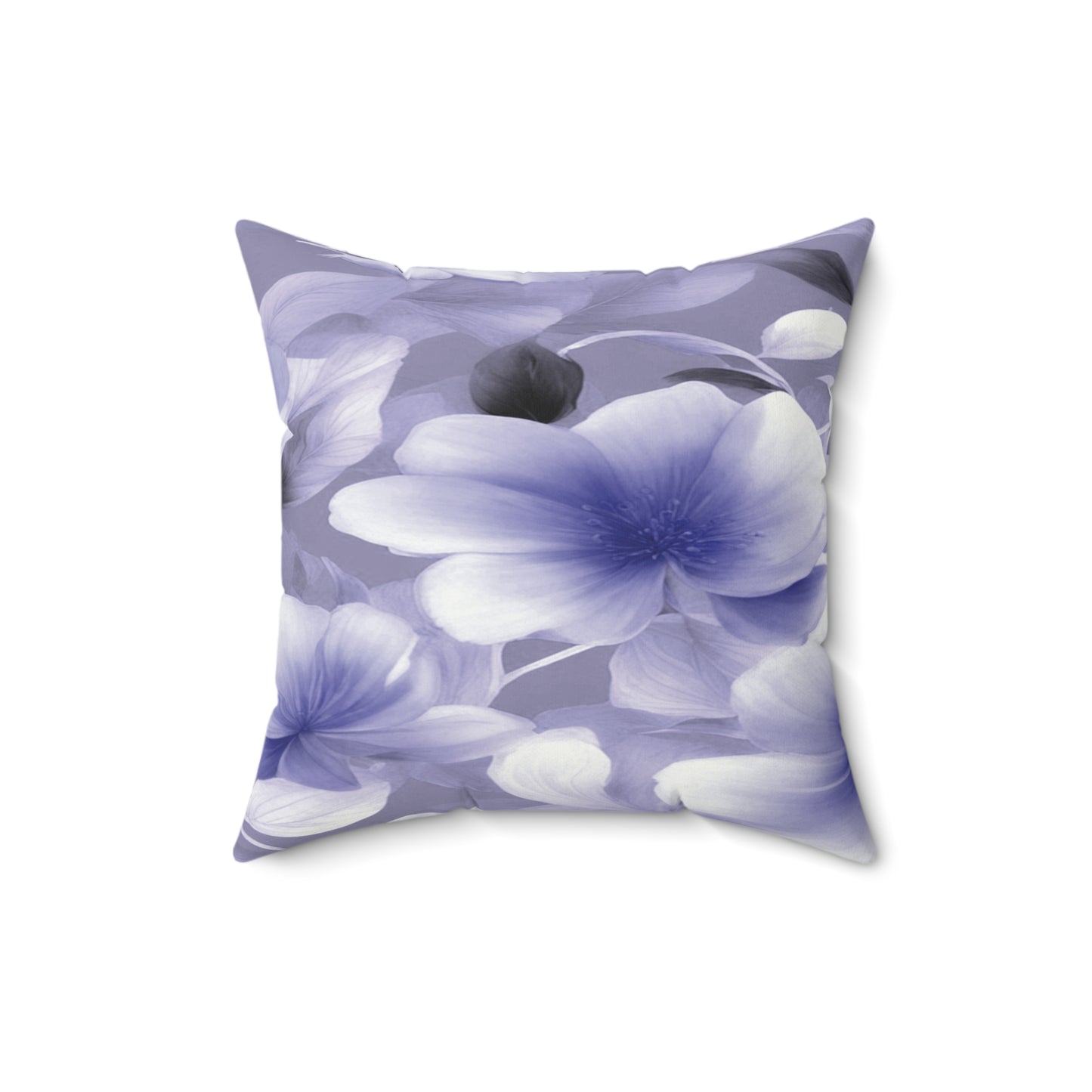 Indigo Blossom Floral Bunch Faux Suede Square Pillow, 16" x 16"