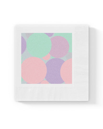 Pastel Peach and Soft Green Patches White Coined Napkins, 6.5" x 6.5"