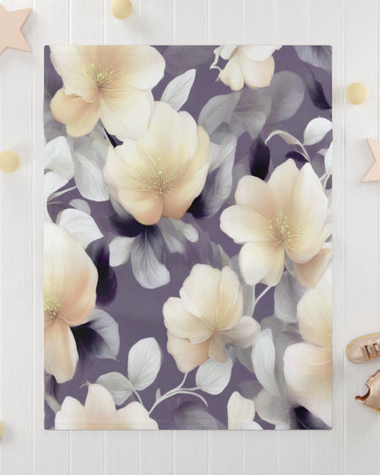 White Blush Floral Bunch Soft Fleece Baby Blanket, 30" x 40"