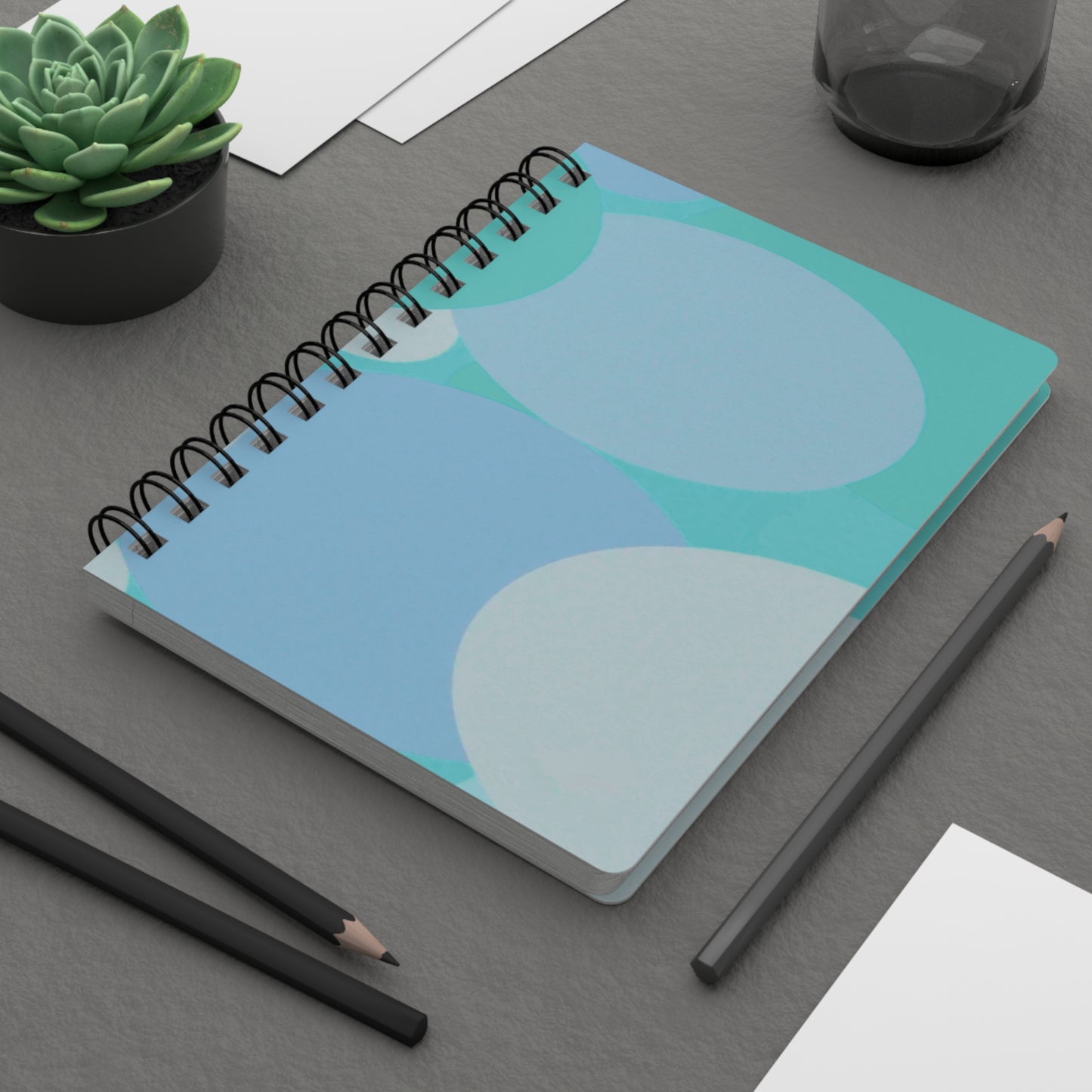 Pastel Tan and Tif Patches Spiral Bound Journal, 5" x 7" 150 pages