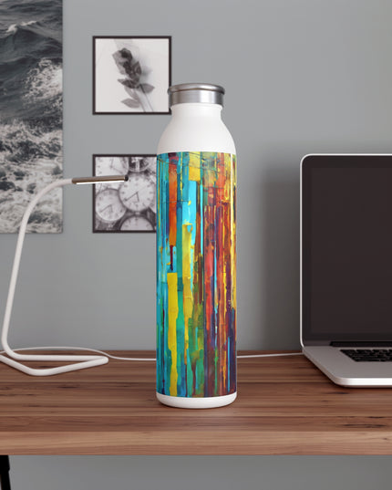 Striped Alpha Slim Water Bottle, 20 oz White