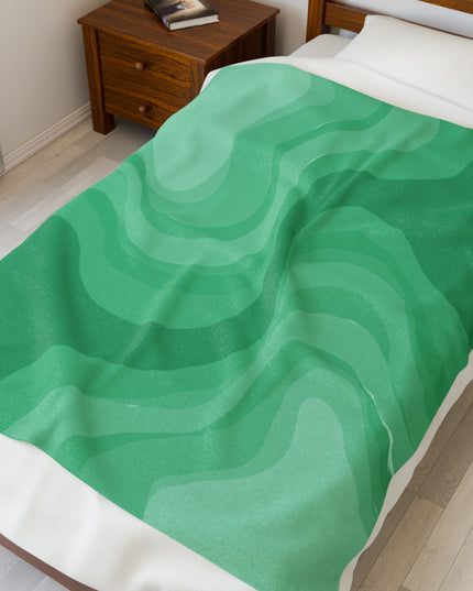 Mint Green Wavey Velveteen Plush Blanket, 50" x 60"