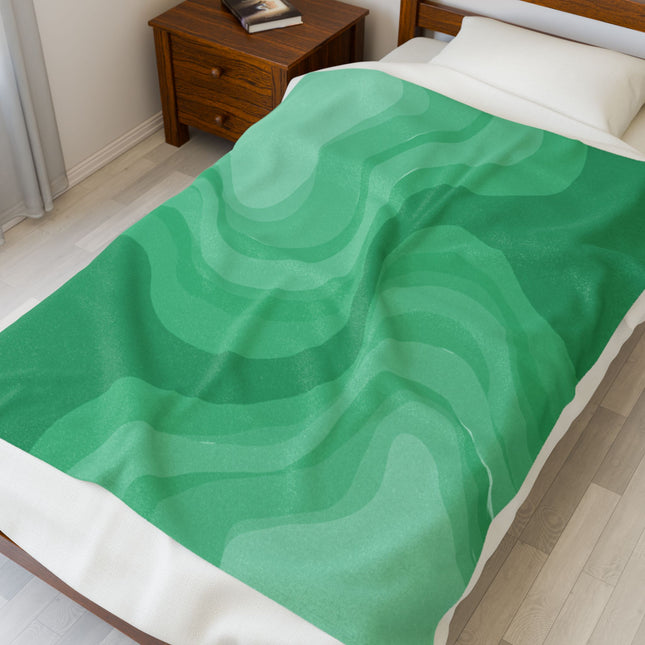 Mint Green Wavey Velveteen Plush Blanket, 50" x 60"