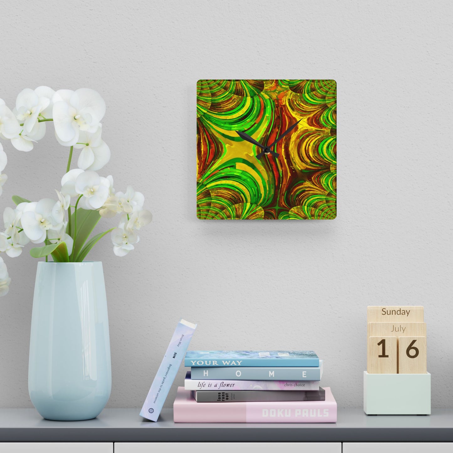 Uzi Spiral Beta Acrylic Wall Clock, Round or Square, 10.75" x 10.75"