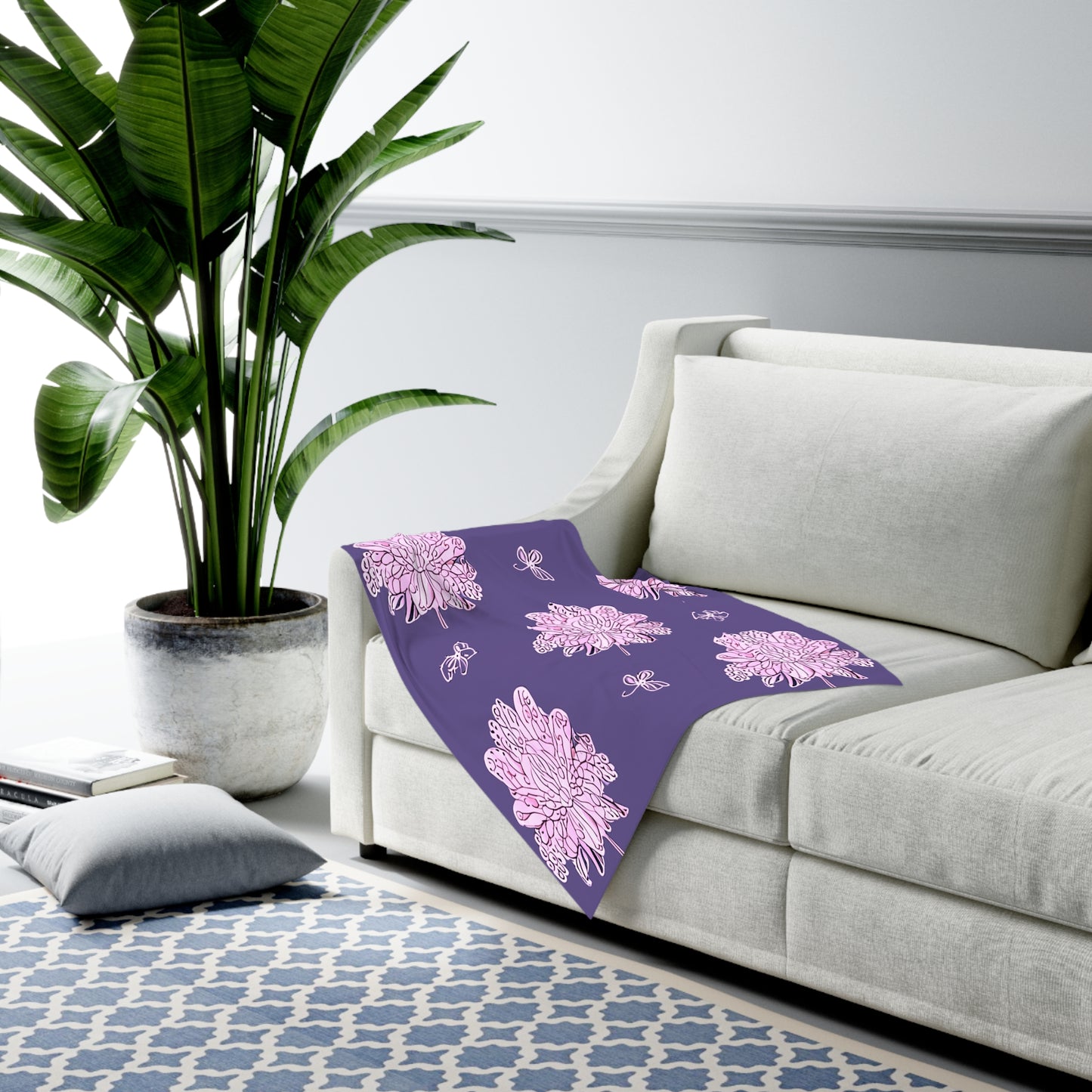 Magenta Floral Butterflies Baby Swaddle 30″×40″ Blanket