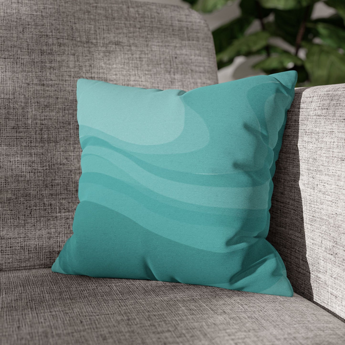 Tif Green Wavey Spun Polyester Square Pillowcase, 14" x 14"