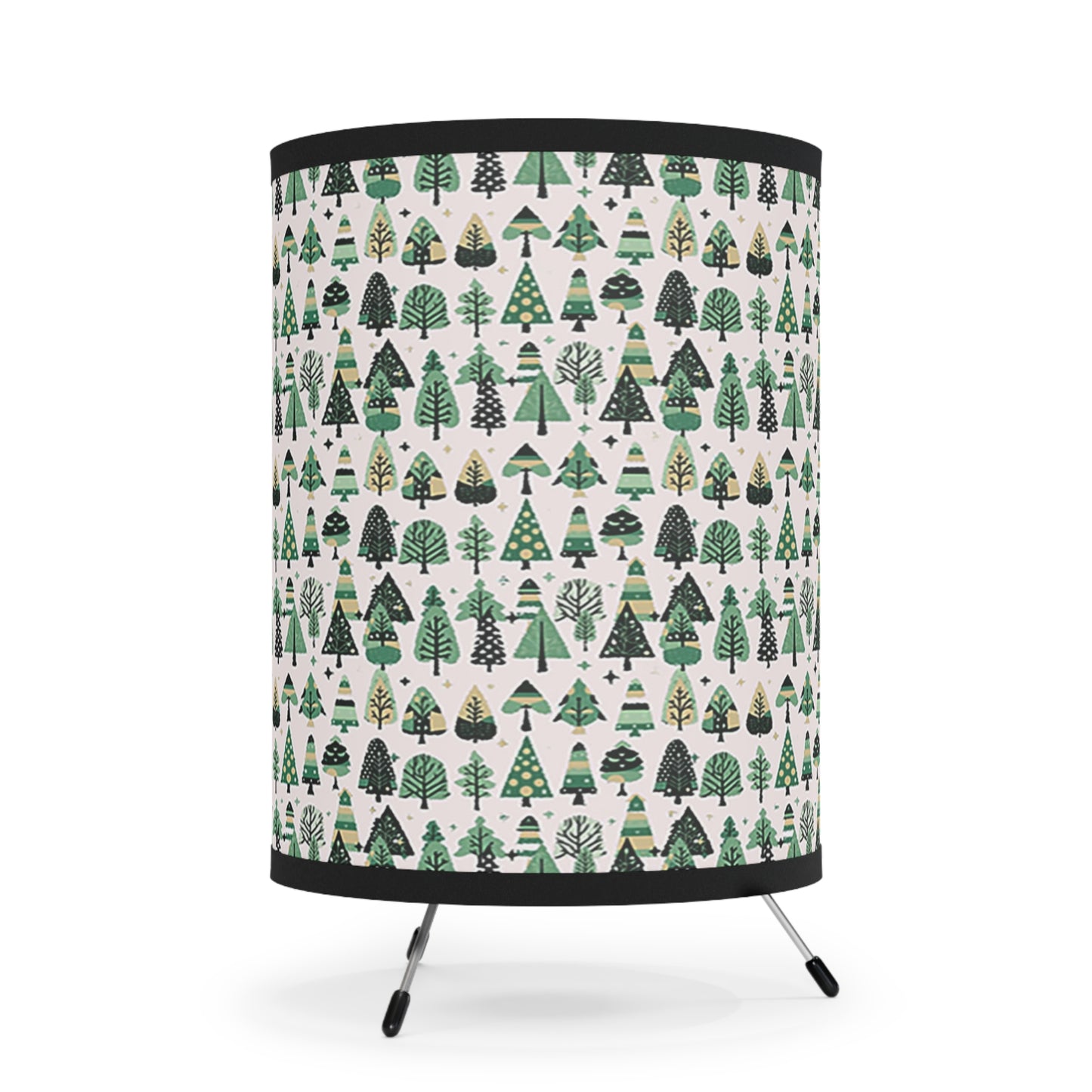 Mini Vintage Green Trees Tripod Lamp with High-Res Printed Shade, US\CA plug